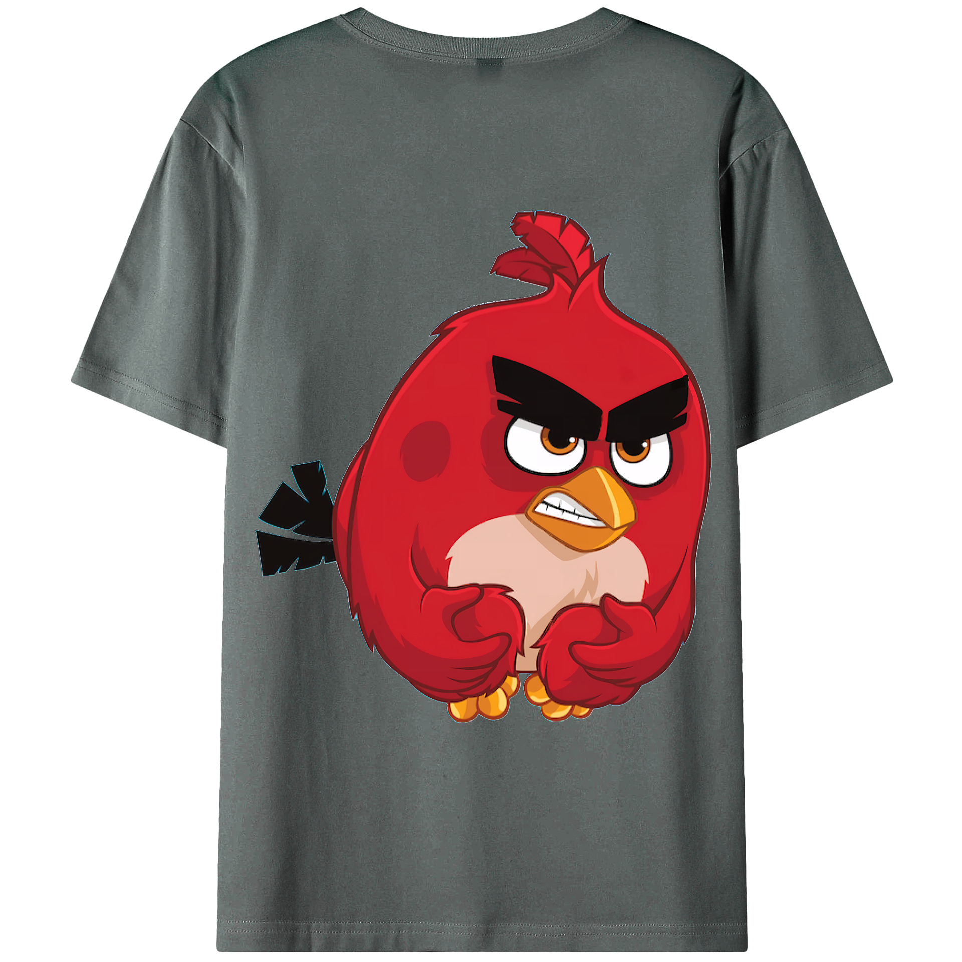（画像用） Angry Birds アングリーバード 綿100％ メンズ半袖Tシャツ（バックプリント） 通気性